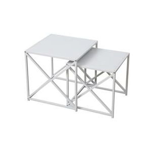 SVITA Bijzettafel set van 2 salontafel woonkamertafel metalen tafel bank GEMO wit - wit Staal 98556