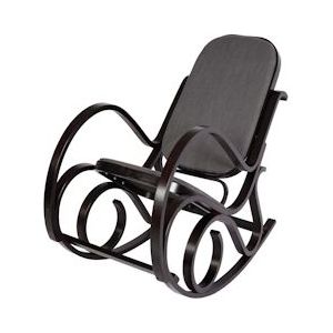 Mendler Schommelstoel M41, schommelstoel TV-fauteuil, massief hout ~ walnoot-look, stof/textiel antracietgrijs - grijs Massief hout 75348