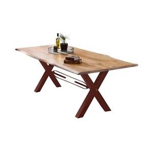 SIT Möbel Eettafel boomrand | 160x85cm | Bord 36 mm naturel acacia | X-frame metaal antiek bruin | B160 x D85 x H76 cm | 15870-00 | Serie TABLES & CO - bruin Multi-materiaal 15870-00