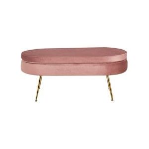 SalesFever Seating poef | ovaal | hoes fluweelstof rose | frame metaal goudkleurig | B 99 x D 44 x H 40 cm - roze Multi-materiaal 395417