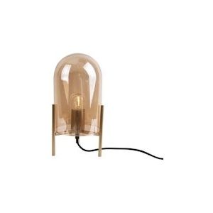 LEITMOTIV Tafellamp Glass Bell - Amber bruin, Goud frame - 30x16cm - bruin Glas 8714302691843