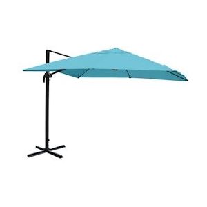 Mendler Zweefparasol HWC-A96, parasol, 3x4m (Ø5m) polyester/aluminium 26kg ~ turquoise zonder voet, draaibaar - blauw Textiel 153411+76854+122472