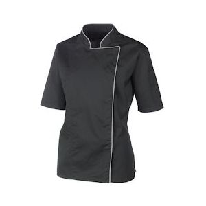 METRO Professional Koksjack, polyester/katoen, met korte mouwen, voor dames, maat XL, zwart - XL zwart Polyester 7152-24