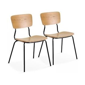 Oviala Business Set van 2 vintage houten stoelen - bruin Massief hout 108252