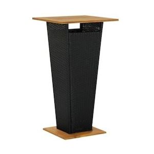 vidaXL Bartafel 60x60x110 cm poly rattan en massief acaciahout zwart - 313463