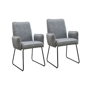 SVITA ALBA set van 2 eetkamerstoelen fauteuil gestoffeerde stoel stoffen bekleding grijs - grijs 91312