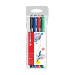 STABILO pointMax schrijfstift, 0,8 mm, etui van 4 stuks in geassorteerde standaard kleuren - 488/4