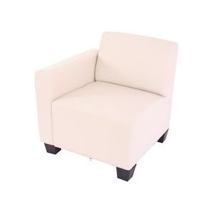 Mendler Modulair zijelement links, fauteuil met armleuning Lyon, kunstleer ~ crème - beige Synthetisch materiaal 21697