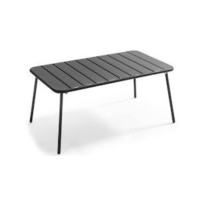Oviala Business Antraciet grijze stalen terras salontafel 90 x 50 cm - grijs Staal 105192