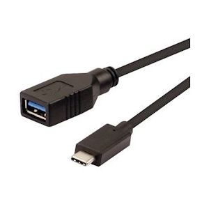 ROLINE USB 3.2 Gen 1 Type C kabel, C-A, M/F, OTG, zwart, zwart, 0,15 m - zwart 11.02.9030