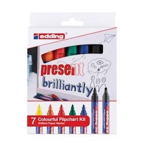 Edding Merkstift brilliant paper marker e-30 en e-33, blister met 7 stuks in geassorteerde kleuren - 4057305038968