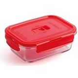 Luminarc Rechthoekige Vershoudschaal Met Luchtdicht Deksel, 16 X 11 Cm 82 Cl, Pure Box - rood Glas 4474710