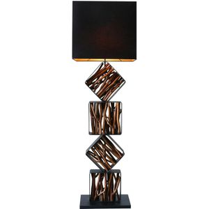 SalesFever staande lamp | frame drijfhout / kap linnen | B 40 x D 20 x H 155 cm | naturel - zwart - meerkleurig 367360