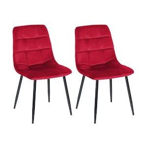 CLP Set van 2 eetkamerstoelen Tilde fluweel rood - 324443