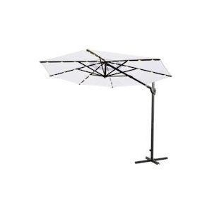 METRO Professional Zweefparasol, aluminium / staal / polyester, Ø 2,5 x 2,44 m, met LED-verlichting en zonnepaneel, wit/ grijs - wit Multi-materiaal 4894665977816