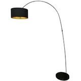 SalesFever Arc lamp | 1-lamp | lampenkap stof | metalen frame | B 135 x D 38 x H 201 cm | zwart-goudkleurig - zwart Metaal 394076