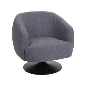 Mendler Loungestoel HWC-J76, draaibare cocktail fauteuil, bouclé stof metaal ~ donkergrijs - grijs Textiel 83067