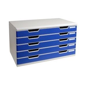 Exacompta 322003D MODULO A3 modulaire ladenbox met 5 gesloten laden voor A3+ documenten, Office, grijs-blauw - blauw Synthetisch materiaal 322003D