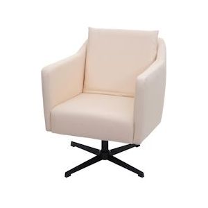 Mendler Lounge fauteuil HWC-H93b, fauteuil cocktail fauteuil relaxfauteuil met voet, draaibaar ~ kunstleer crème-beige - beige Synthetisch materiaal 74713