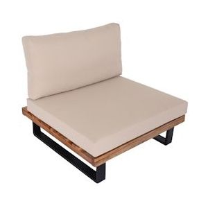 Mendler Loungestoel HWC-H54, tuinstoel, gesponnen polyaciahout MVG-gecertificeerd aluminium ~ lichtbruin, bekleding beige - beige Hout 98524+101472