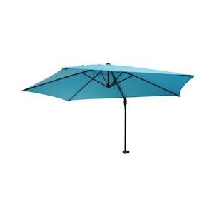 Mendler Muurparasol Casoria, zweefparasol balkonparasol parasol, 3m kantelbaar, polyester aluminium/staal 9kg ~ turquoise - blauw Textiel 46819