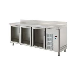 Koelkast tafel gn 1/1 3 deuren van glas - 1800x700x850 mm - 220 W 230/1V - 73548609 Eurast - Roestvrij staal 73548609