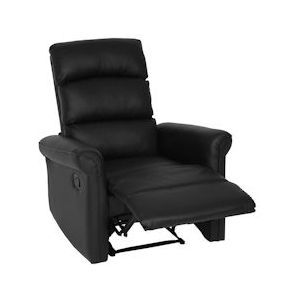 Mendler TV fauteuil HWC-J96, relaxfauteuil, verstelbare relaxfunctie kunstleer ~ zwart - zwart Synthetisch materiaal 86225