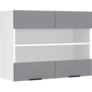 VCM keukenkast breedte 80 cm glazen deur wandkast glazen keuken keukenmeubel Fasola - wit 4051814439148