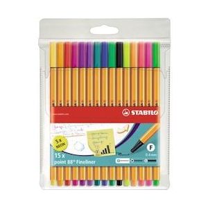 STABILO point 88 fineliner, etui van 15 stuks in geassorteerde kleuren - 4006381438650