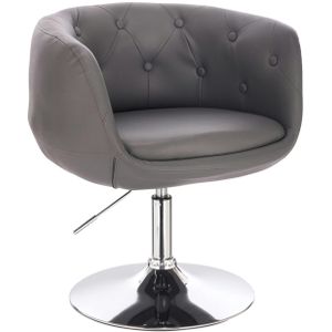 SVITA Panama retro lounge fauteuil cocktail fauteuil grijs imitatieleer schijfonderstel barstoel - grijs Metaal 91276