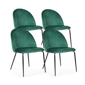 Oviala Business Set van 4 donkergroene fluwelen stoelen - Oviala - groen 108108