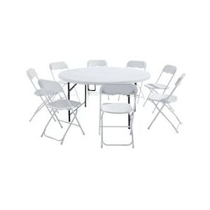 Oviala Business Inklapbare tafel en 8 stoelen - Oviala - wit Kunststof 101654