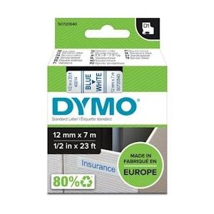 Dymo D1 tape 12 mm, blauw op wit - blauw Papier S0720540