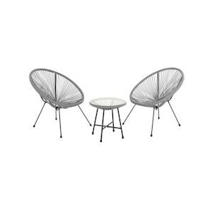 SVITA BALI Balkonmeubelset Loungeset Relax Egg-Chair Wicker Design Grijs - grijs Kunststof 92259