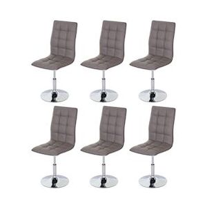 Mendler Set van 6 eetkamerstoelen HWC-C41, stoel keukenstoel, in hoogte verstelbaar draaibaar, kunstleer ~ taupe-grijs - grijs Synthetisch materiaal 48451+48451+48451