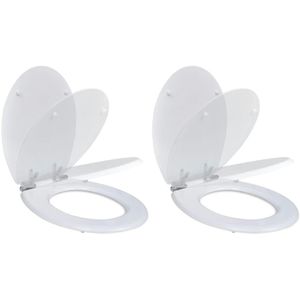 HELLOSHOP26 Set van twee toiletzittingen met deksel MDF wit 02_0002941 - wit 3000104511539