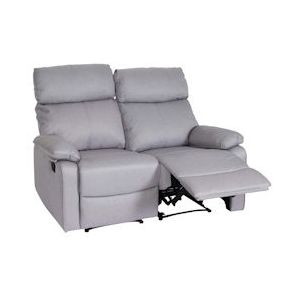 Mendler 2-zits bioscoopfauteuil HWC-L93, relaxfauteuil TV-fauteuil bank, verstelbare armleuning Nosag-vering stof/textiel ~ lichtgrijs - grijs Textiel 103139+103140