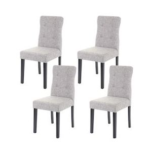Mendler Set van 4 eetkamerstoelen HWC-E58, stoel eetkamerstoelen ~ stof/textiel grijs, donkere poten - grijs Textiel 67986