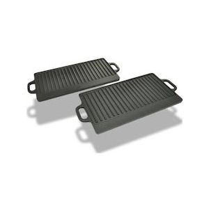 vidaXL Grillplaat gietijzer dubbelzijdig 38x23 cm 2 st - 50127