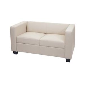 Mendler 2-zits bank loungebank Lille ~ kunstleer, crème - beige Synthetisch materiaal 14206+14244