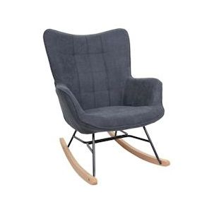 Mendler Schommelstoel HWC-K36, schommelstoel relaxfauteuil TV-fauteuil, stof/textiel OEKO-TEX ~ antraciet - zwart Textiel 89752