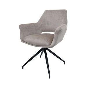 Mendler Eetkamerstoel HWC-M53, keukenstoel gestoffeerde stoel met armleuning, draaibare autostand, metaal stof/textiel ~ taupe - bruin Textiel 104747
