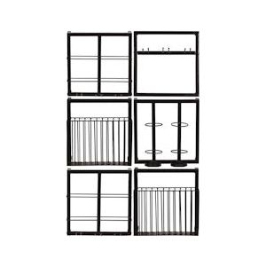 SIT Möbel Wandrekset | 6-delig | 2 manden | Houder voor 6 flessen en 6 glazen | Metaal | Serie THIS & THAT | antiek zwart - zwart Metaal 01053-37