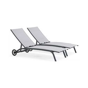 Oviala Business Set van 2 grijze aluminium ligstoelen - grijs 104867