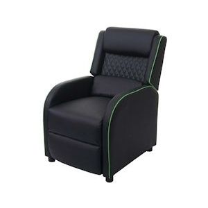 Mendler TV fauteuil HWC-J27, relaxfauteuil TV fauteuil, kunstleer ~ zwart-groen - zwart Synthetisch materiaal 75867