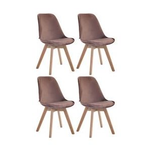 CLP Set van 4 Eetkamerstoelen Borneo Fluweel bruin - 319179