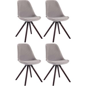 CLP Set van 4 Stoelen Toulouse Rond frame - Fluweel grijs - 320445