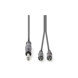 Nedis Stereo-Audiokabel - 6,35 mm Male - 2x RCA Male - Vernikkeld - 3.00 m - Rond - Donkergrijs - Kartonnen Sleeve - 5412810295326