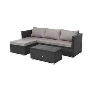 SVITA Poly-Rattan Lounge QUEENS Sofa Tuinset Tuinmeubelen Zwart Set - zwart 91928