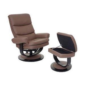 Mendler Relaxfauteuil HWC-C16, TV-fauteuil TV-fauteuil met opbergvak, kunstleer ~ chocolade - bruin Synthetisch materiaal 55627